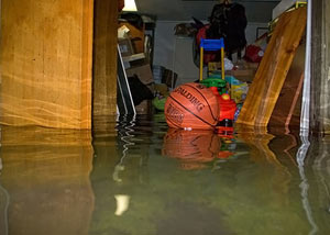 Flooded basement in Bedford